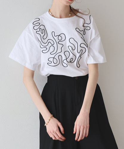 【SALE】コード刺繍Ｔシャツ【ネコポス】[J by blue]