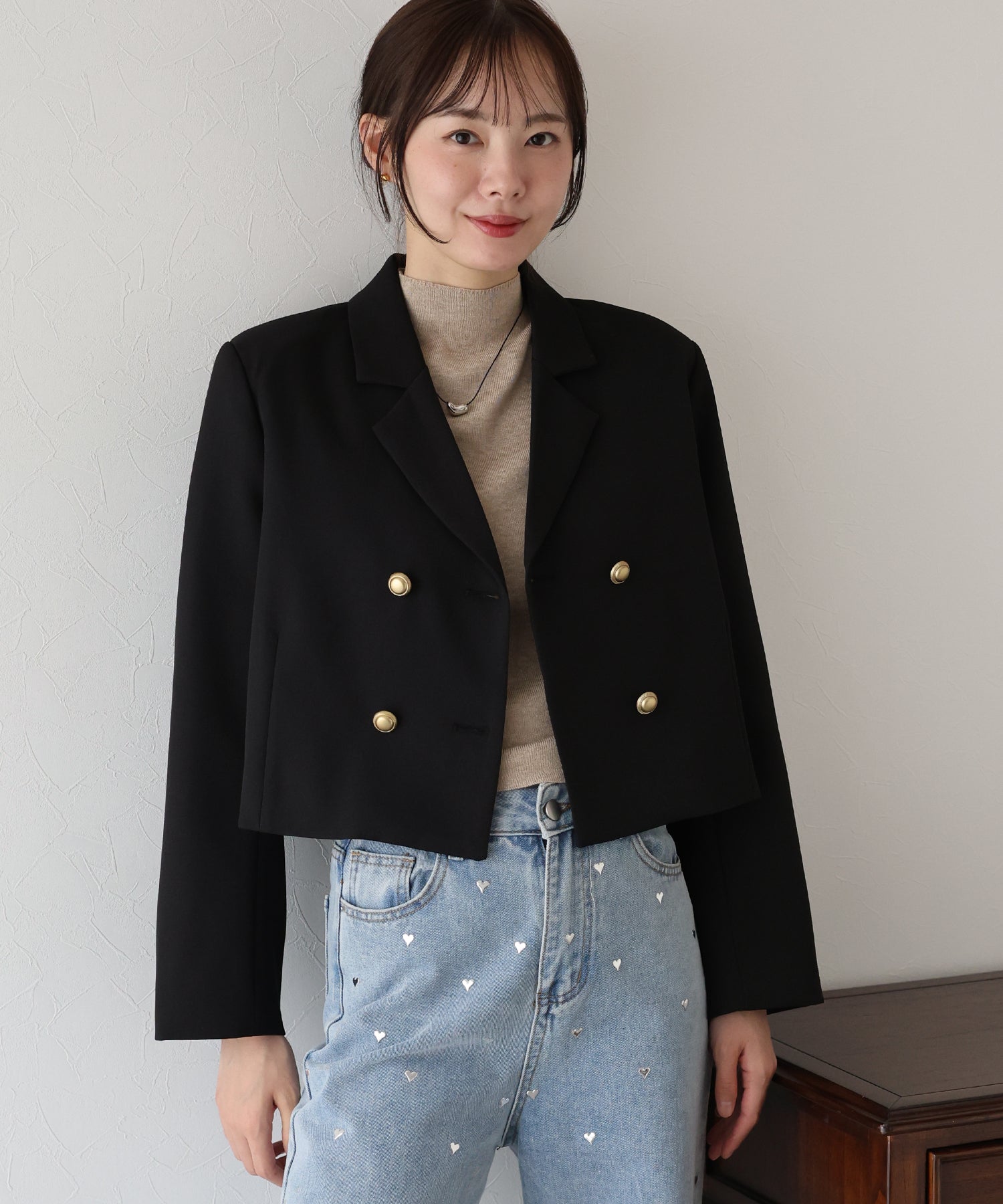 金ボタンショートテーラードジャケット – BLUE ONLINE