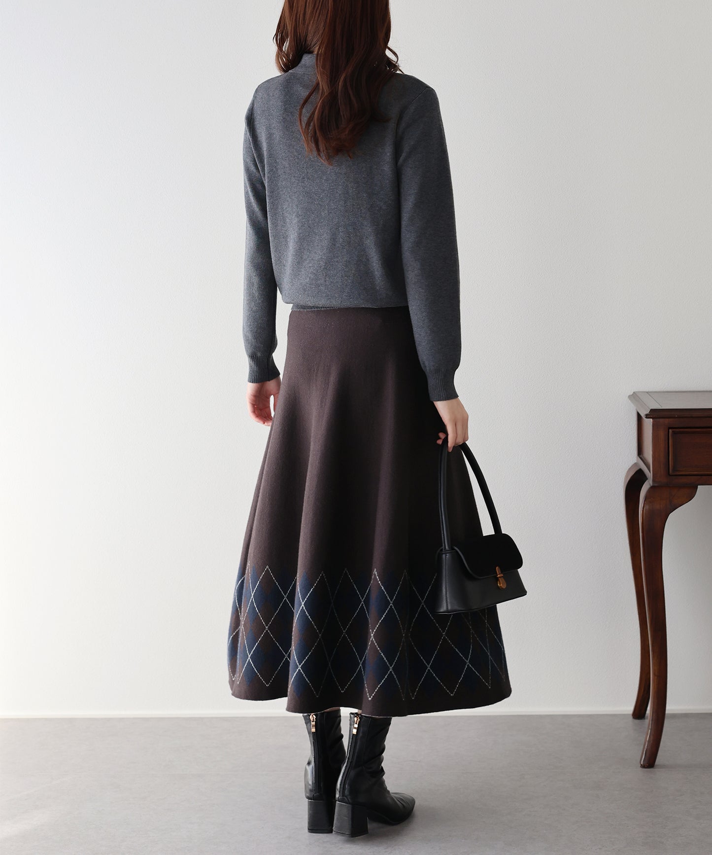 チェック柄ニットスカート