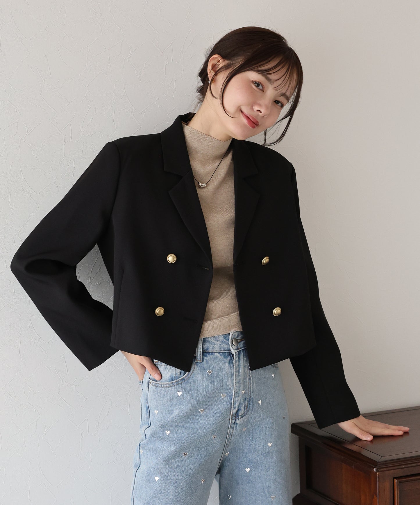 【早割5％OFF】金ボタンショートテーラードジャケット