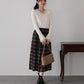 細プリーツチェックスカート