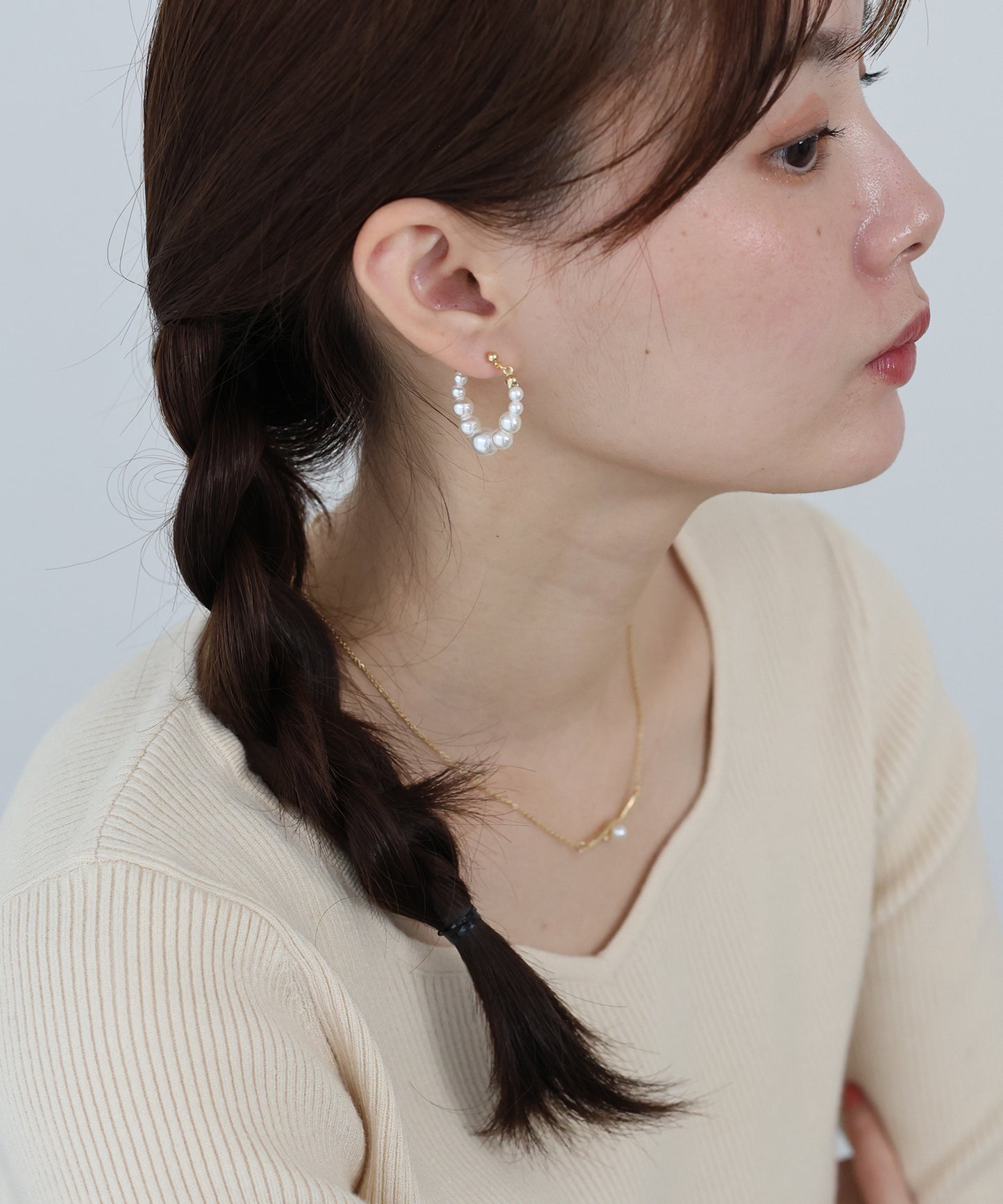 【早割5％OFF】パールフープピアス / ニッケルフリー【ネコポス】