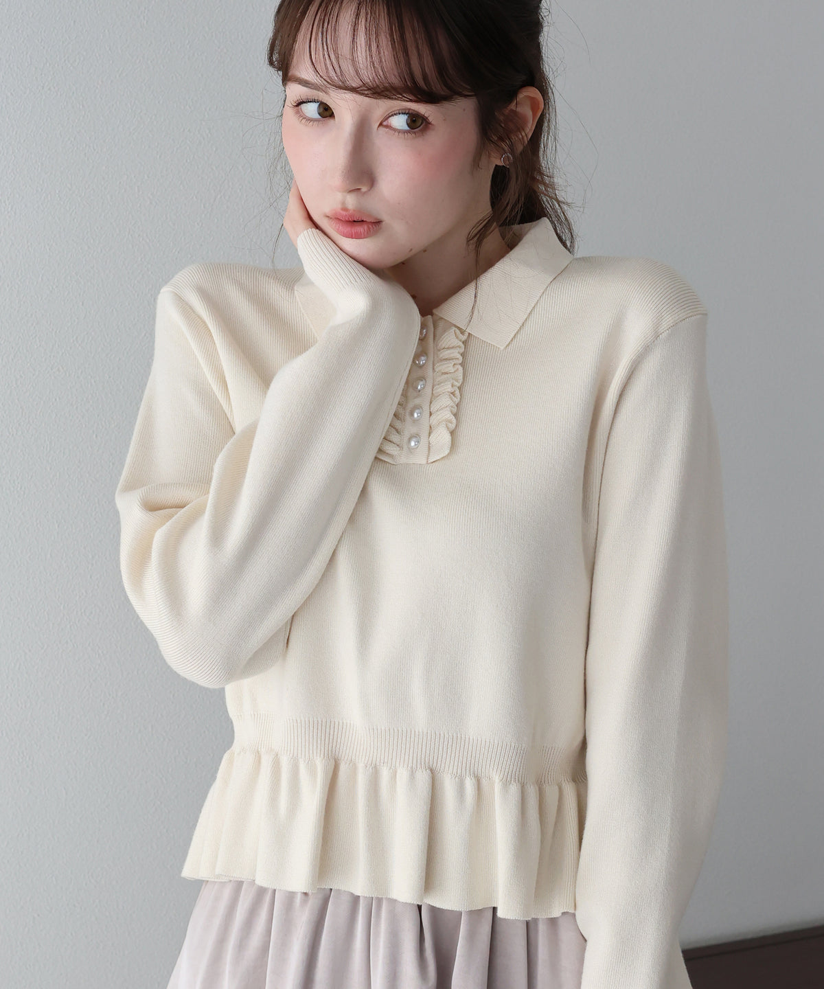 【早割5％OFF】フロントフリルペプラムポロニット