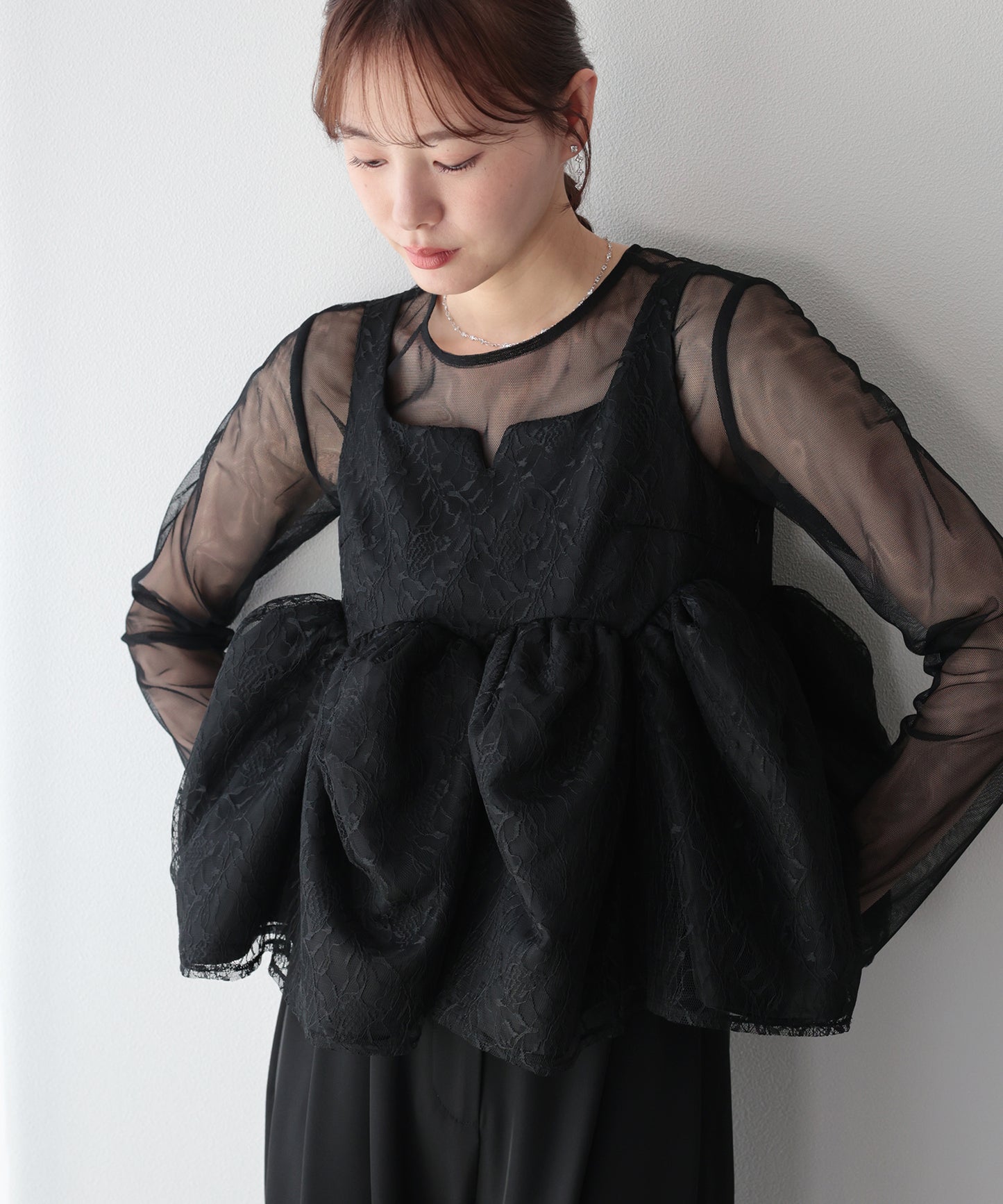 【早割5％OFF】ジャガードペプラムパンツドレス