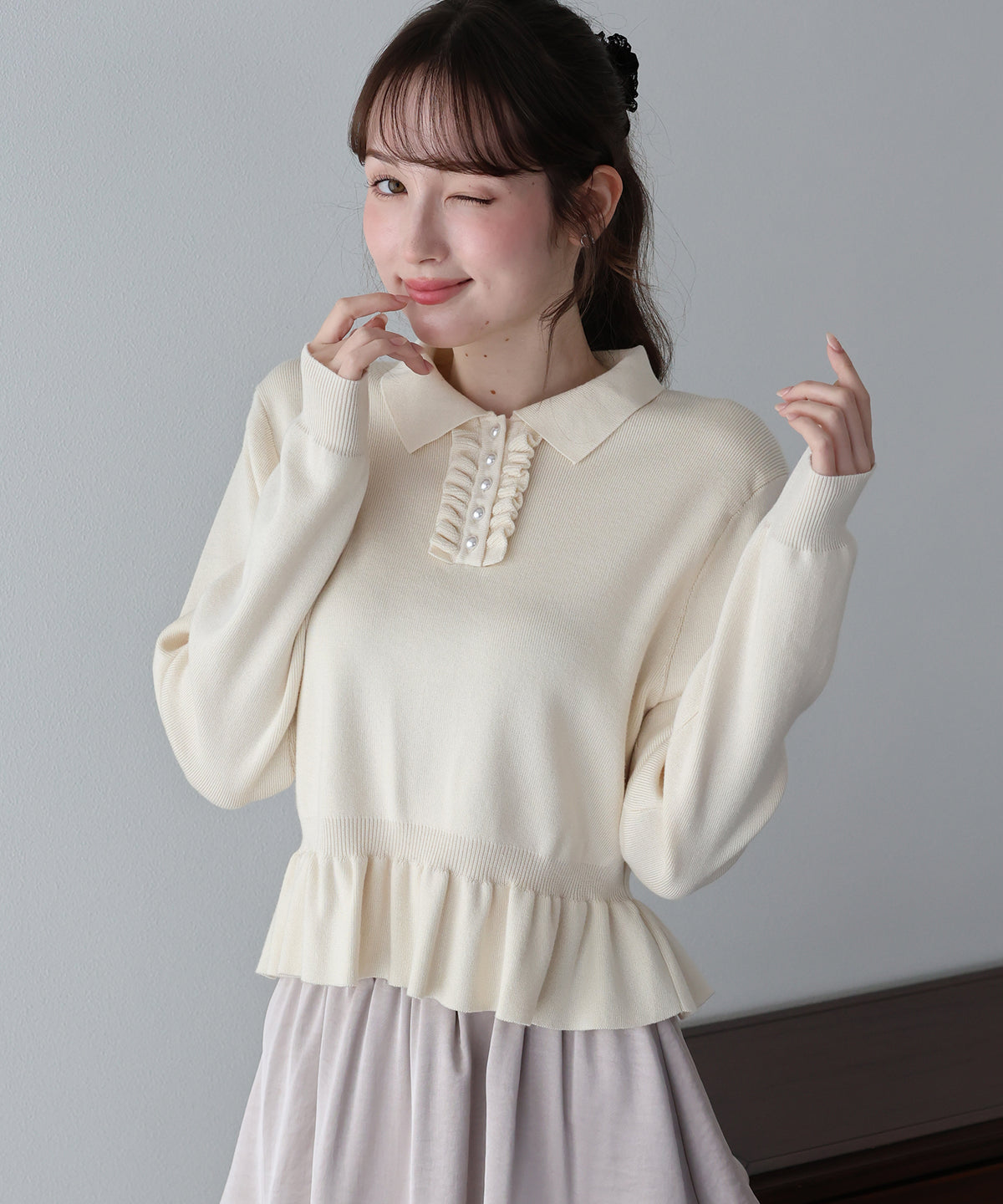 【早割5％OFF】フロントフリルペプラムポロニット