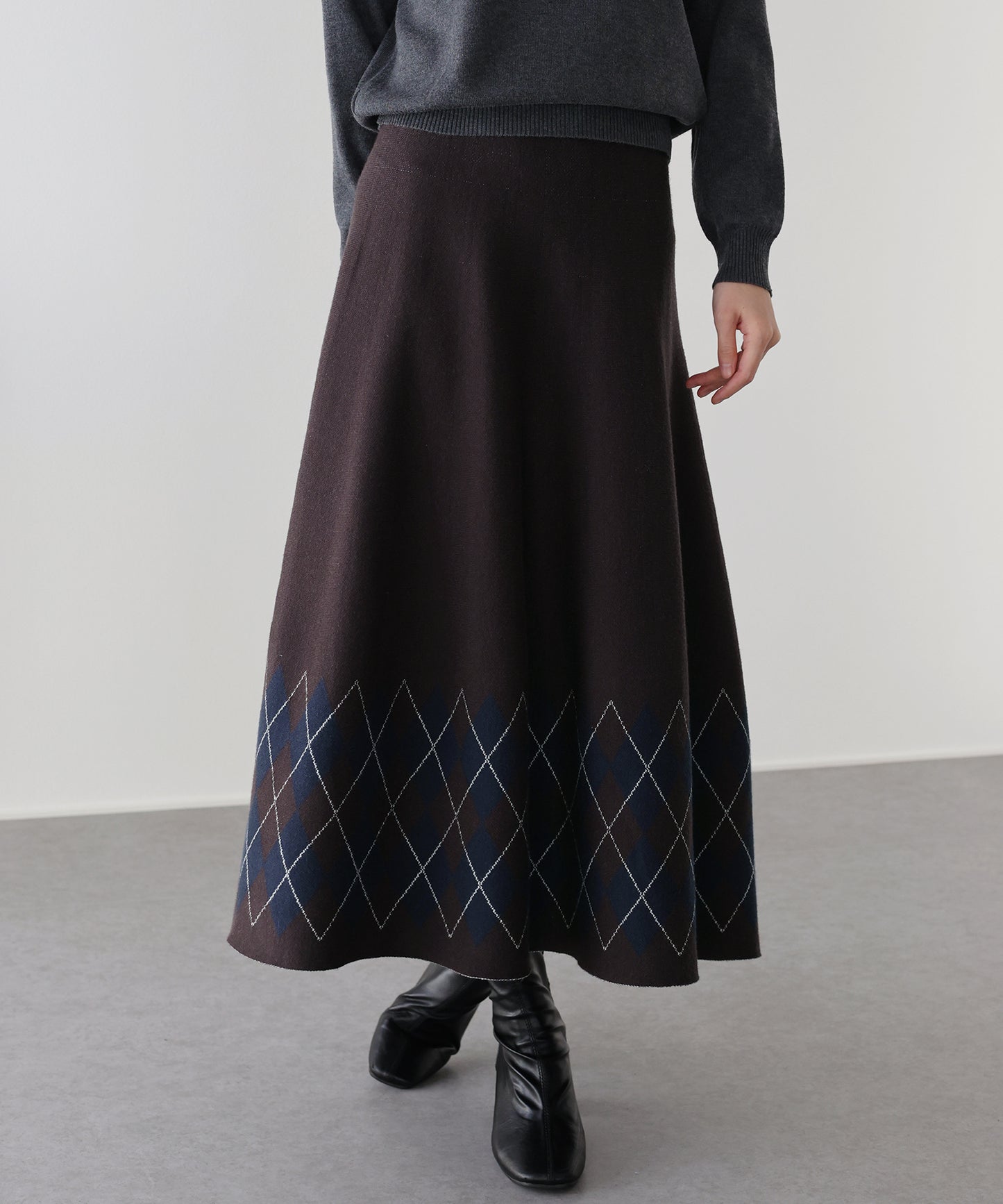 チェック柄ニットスカート
