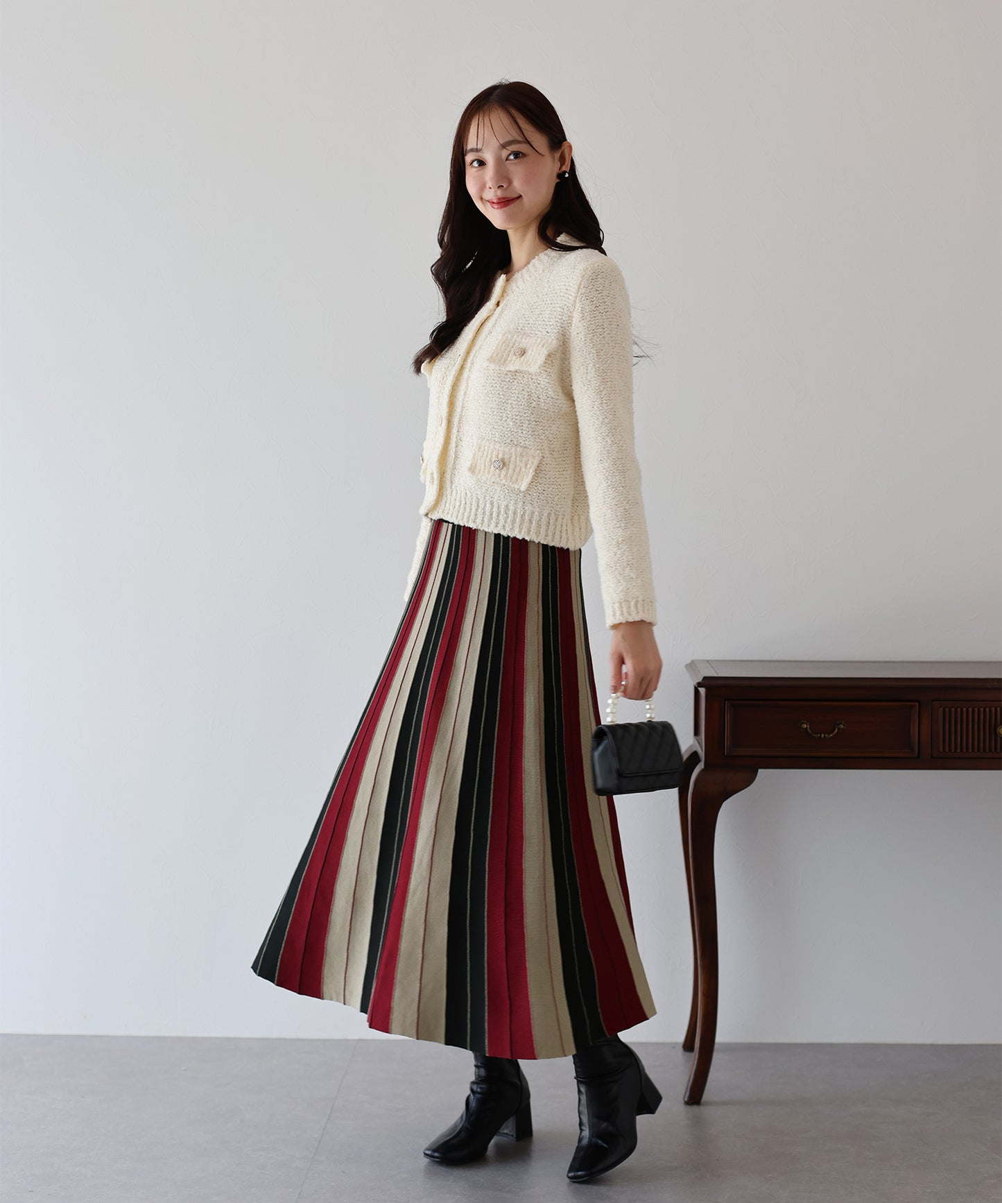 配色ニットスカート