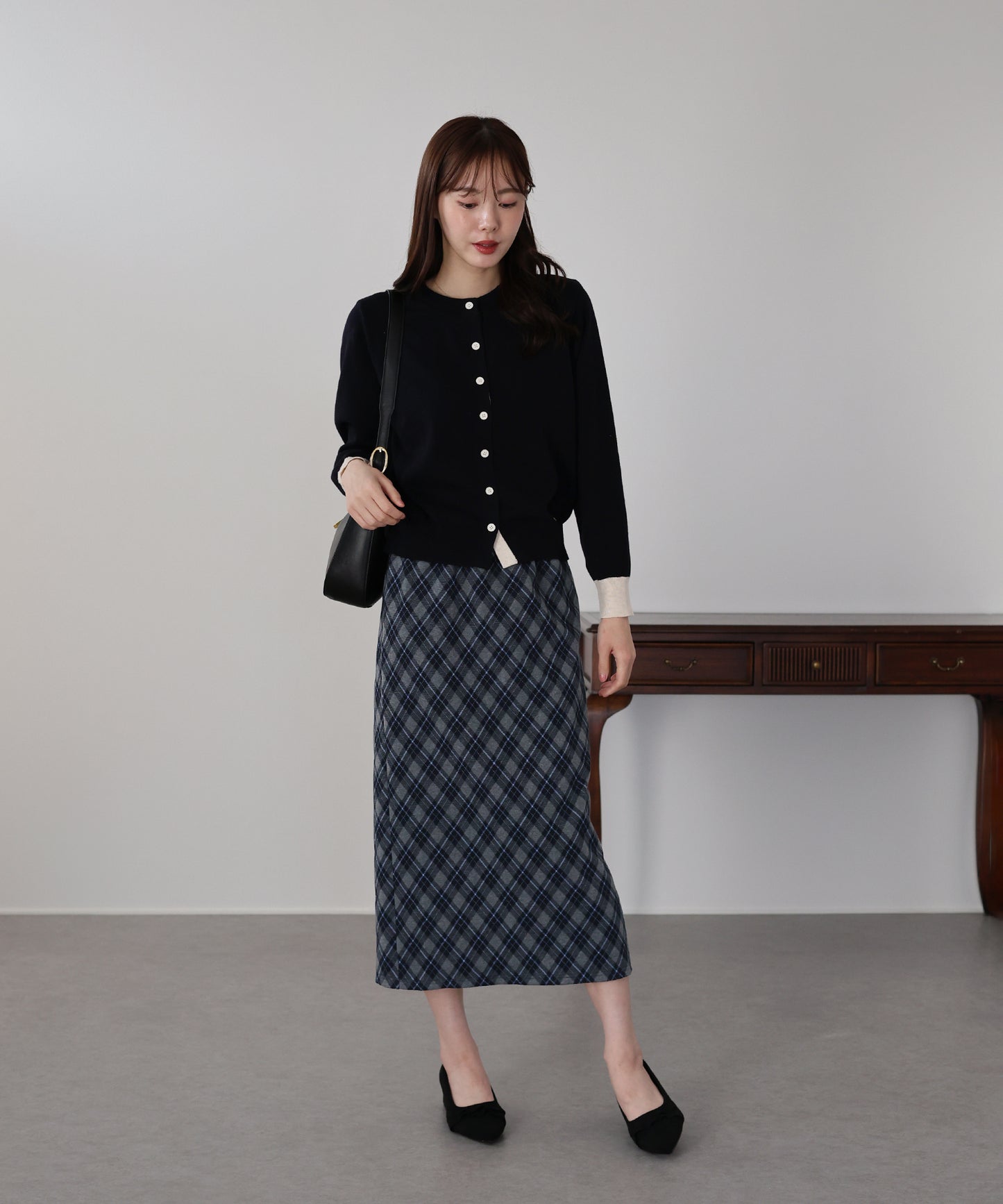 チェック柄タイトスカート