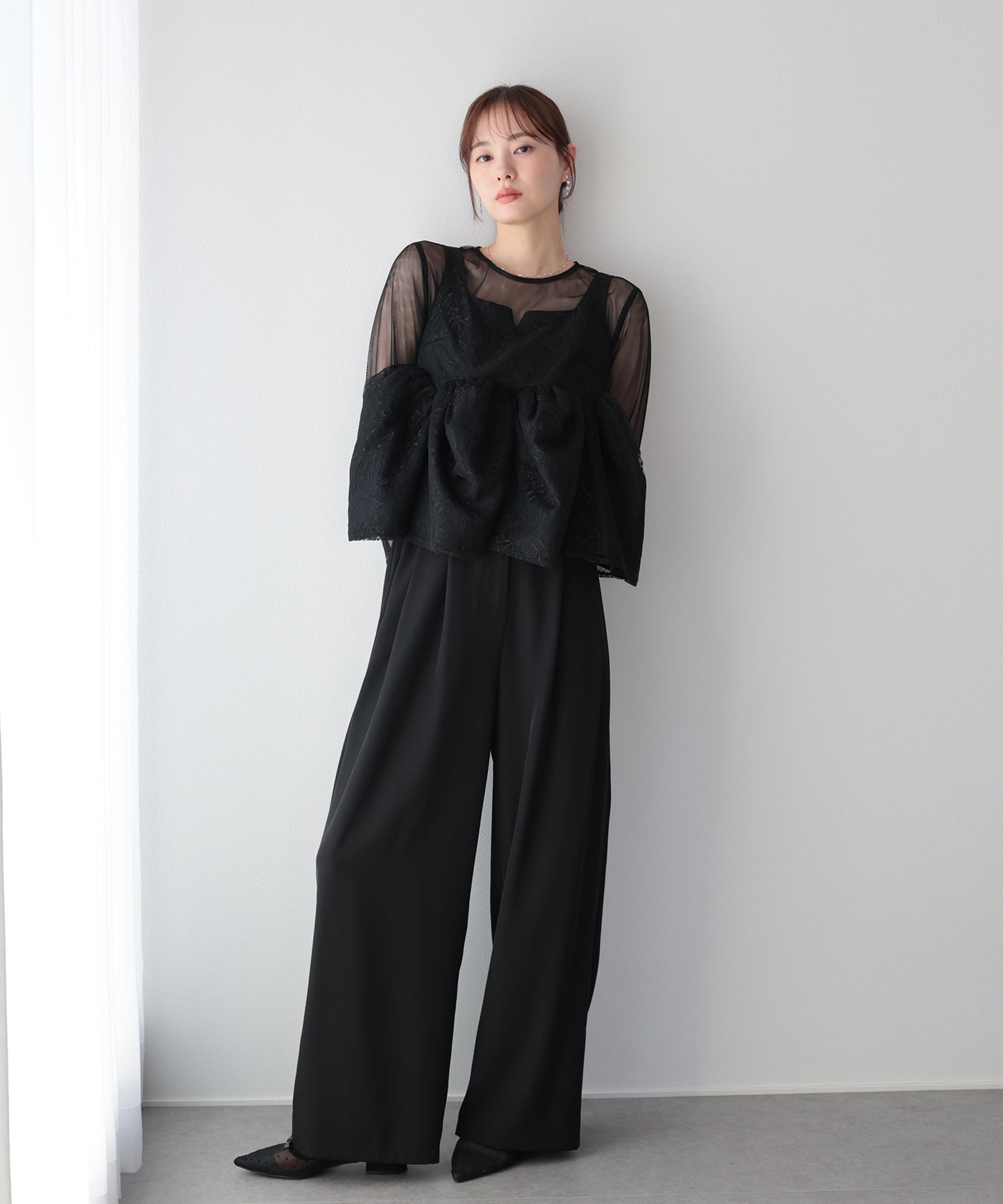 【早割5％OFF】ジャガードペプラムパンツドレス