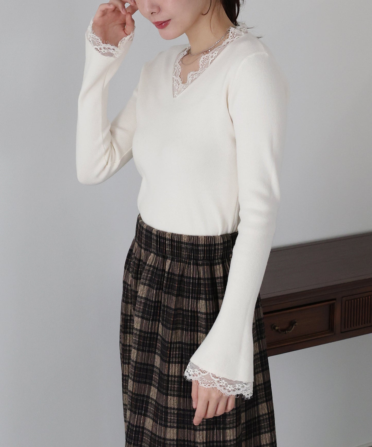 レースドッキングニット