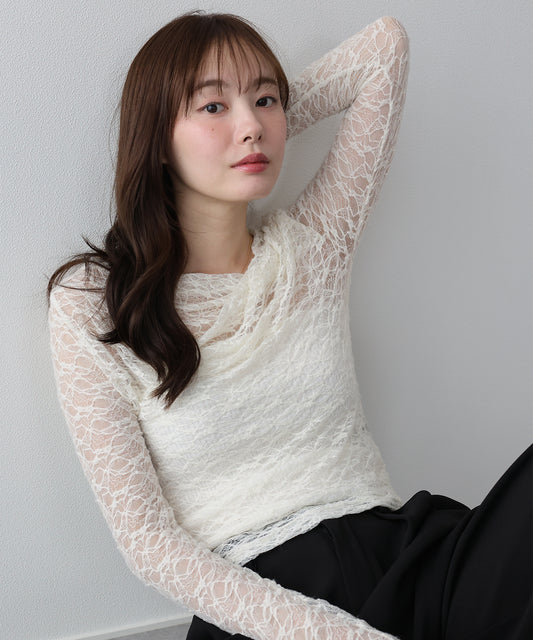 【早割5％OFF】レースドレープカットソー【メール便】