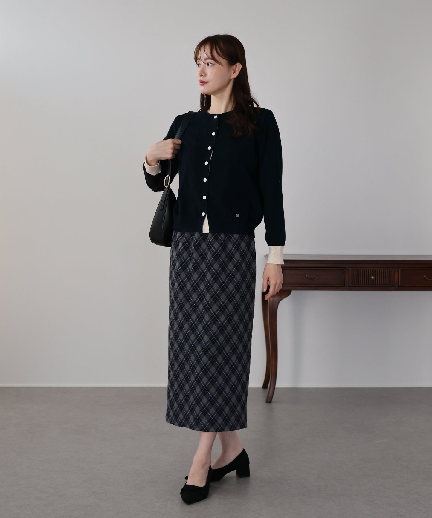 バイカラーカーディガン