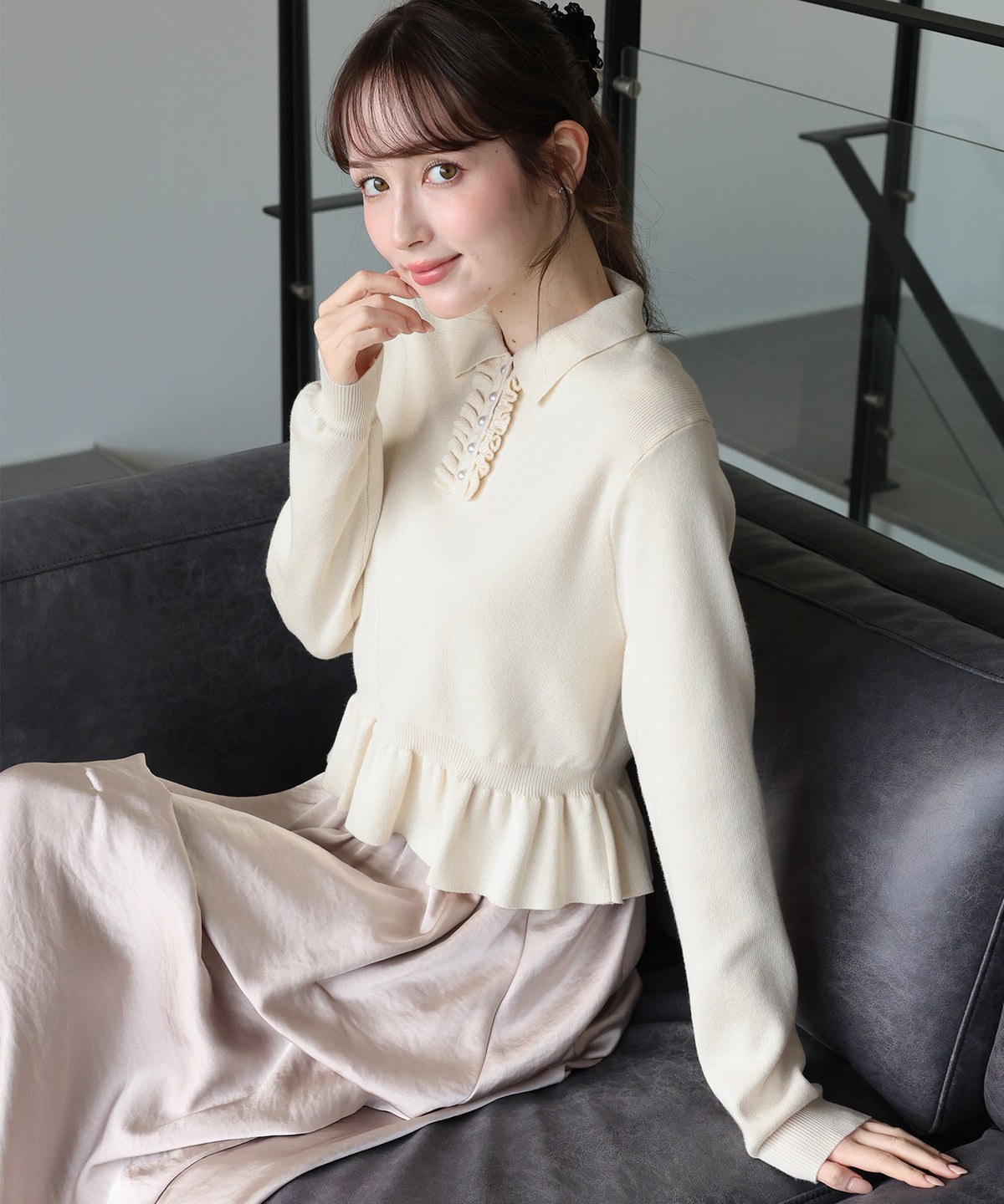 【早割5％OFF】フロントフリルペプラムポロニット