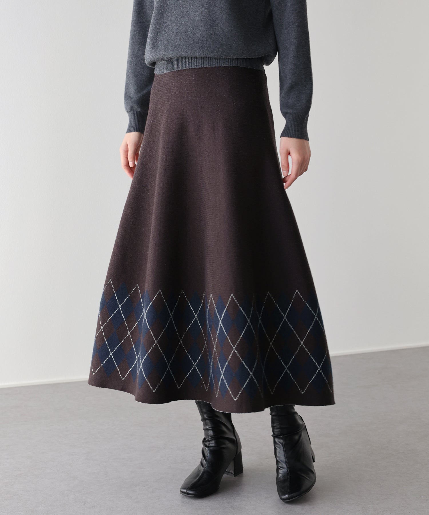 archivio チェック柄 ニットスカート38 チェック柄ニットスカート