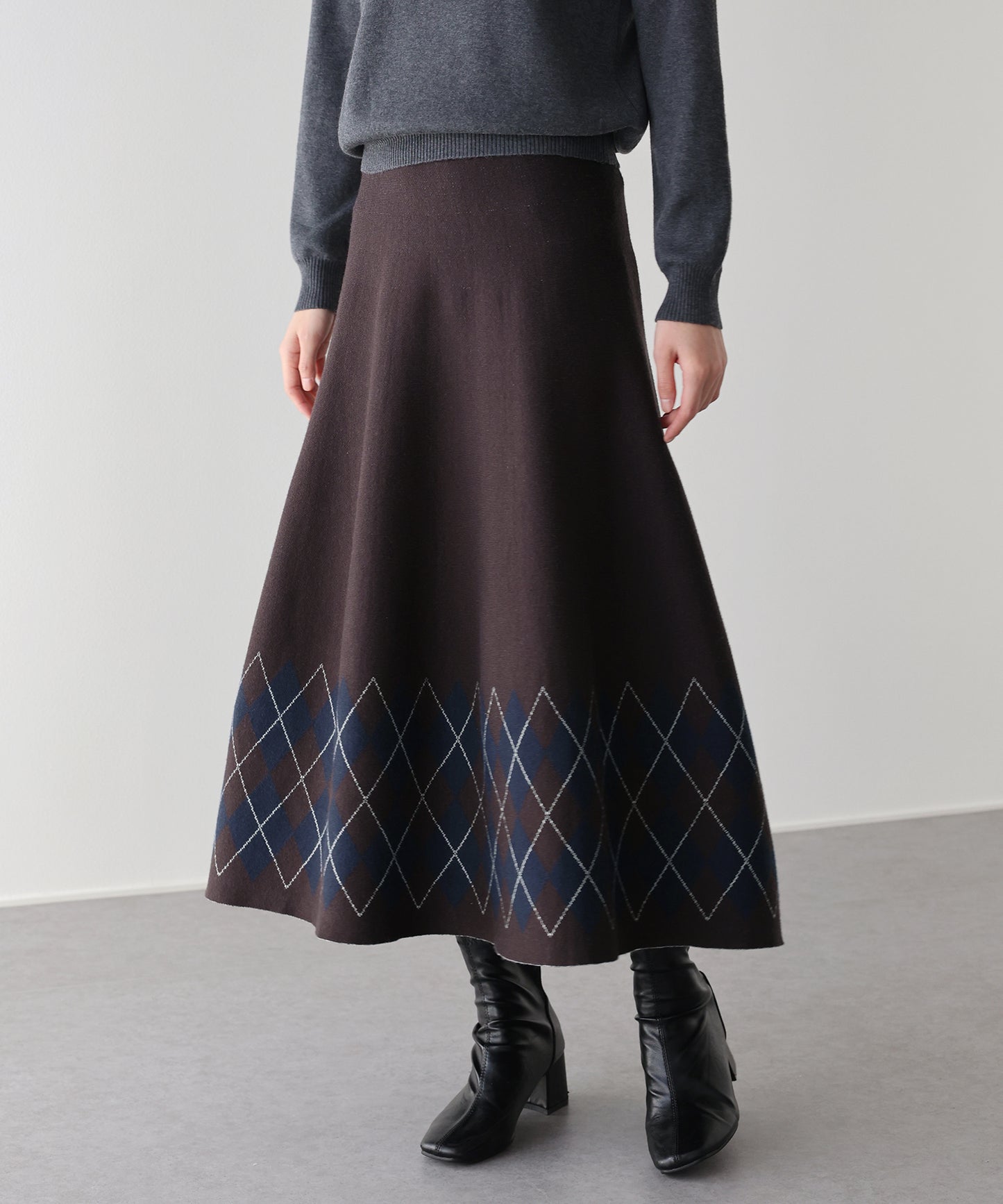 チェック柄ニットスカート