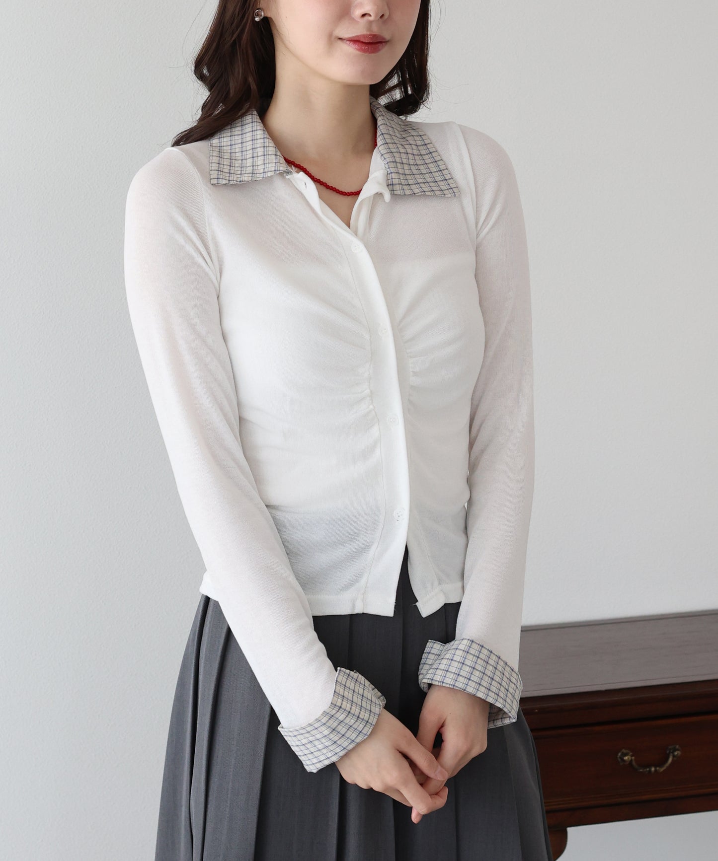 【早割5％OFF】チェックシャツドッキングカーディガン【ネコポス】