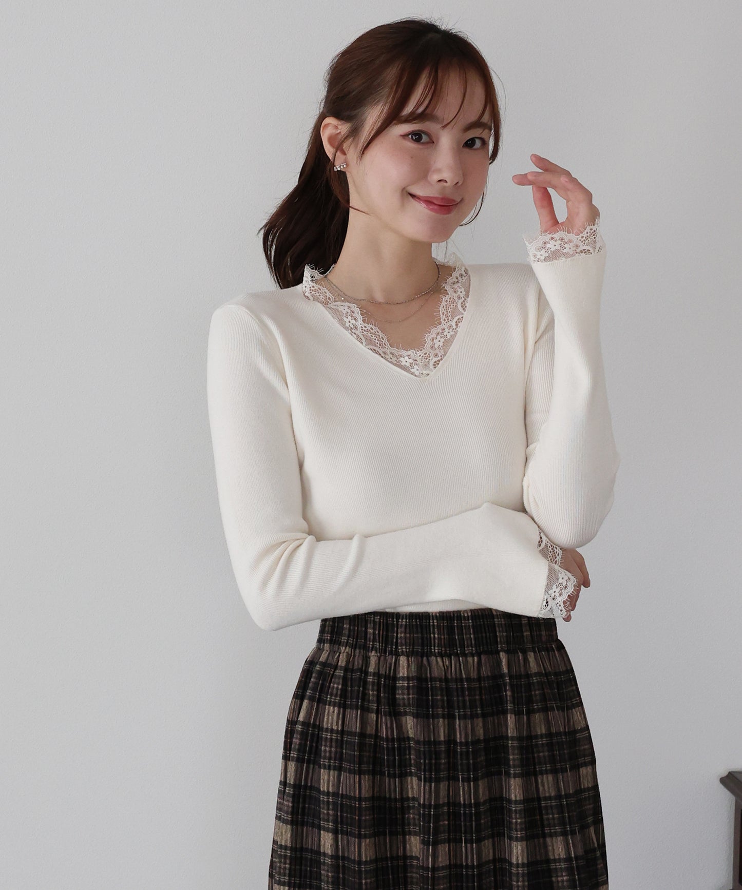 レースドッキングニット