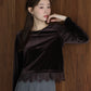 【早割5％OFF】レースヘムベロアカットソー【メール便】