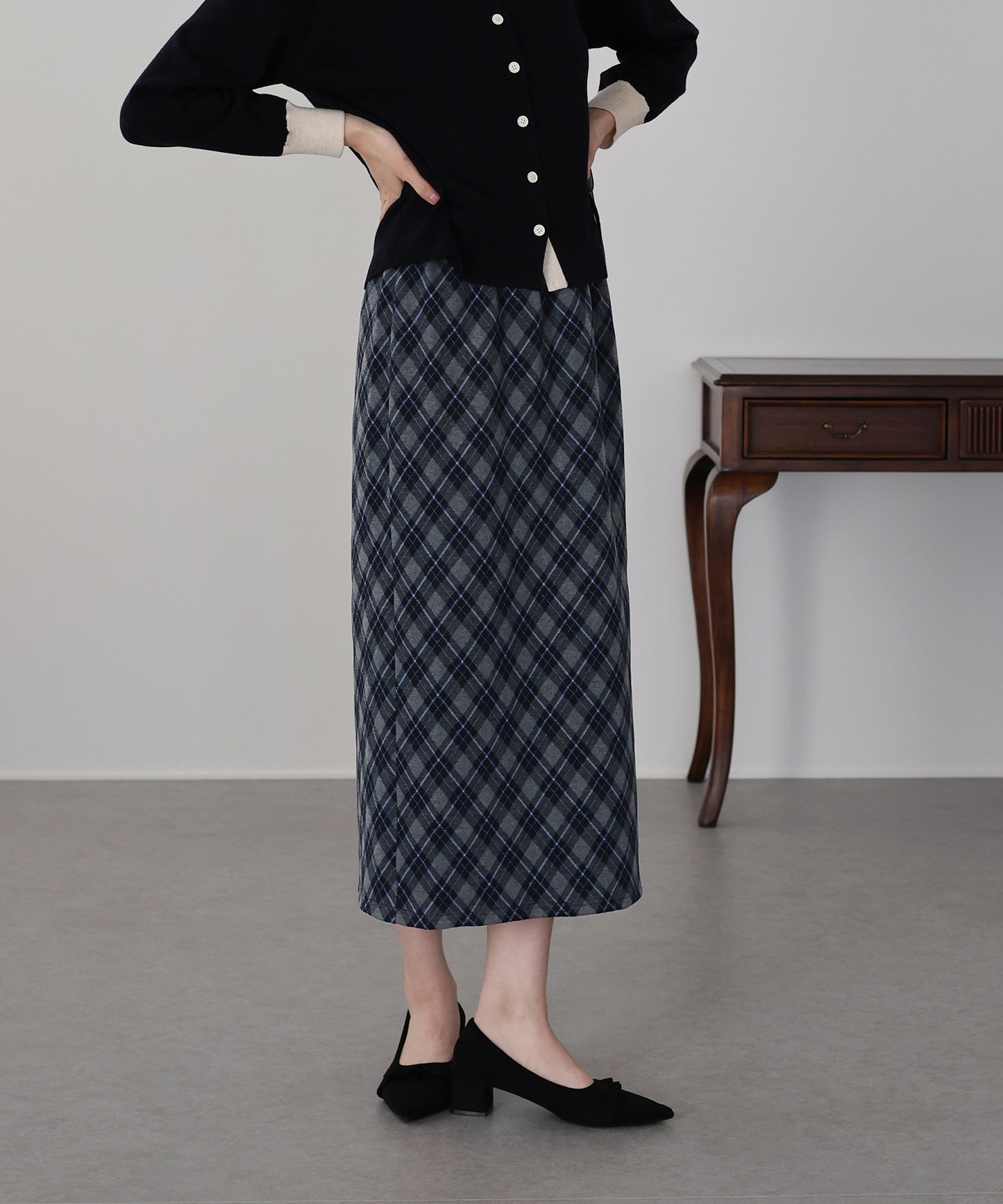 チェック柄タイトスカート