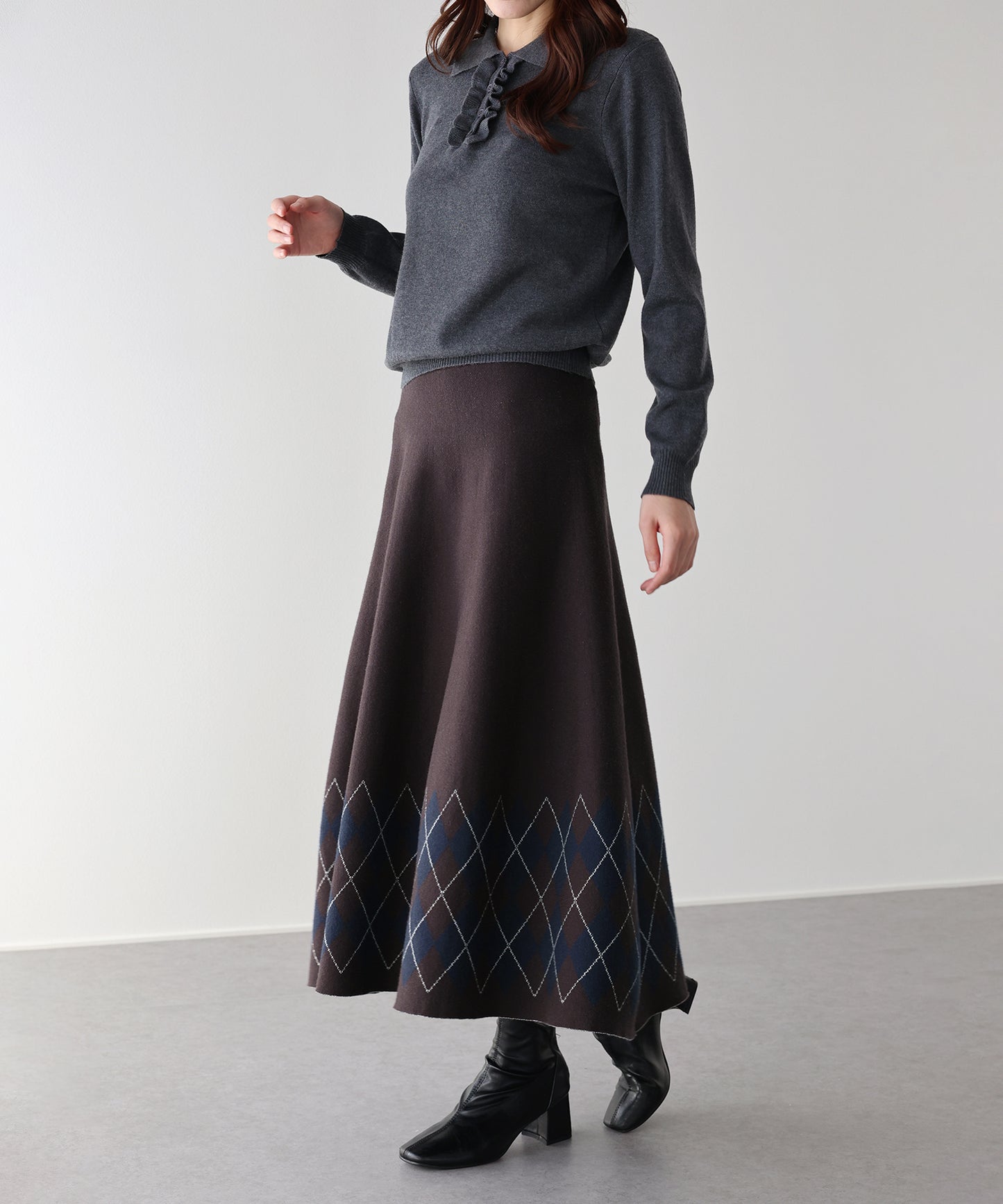 チェック柄ニットスカート