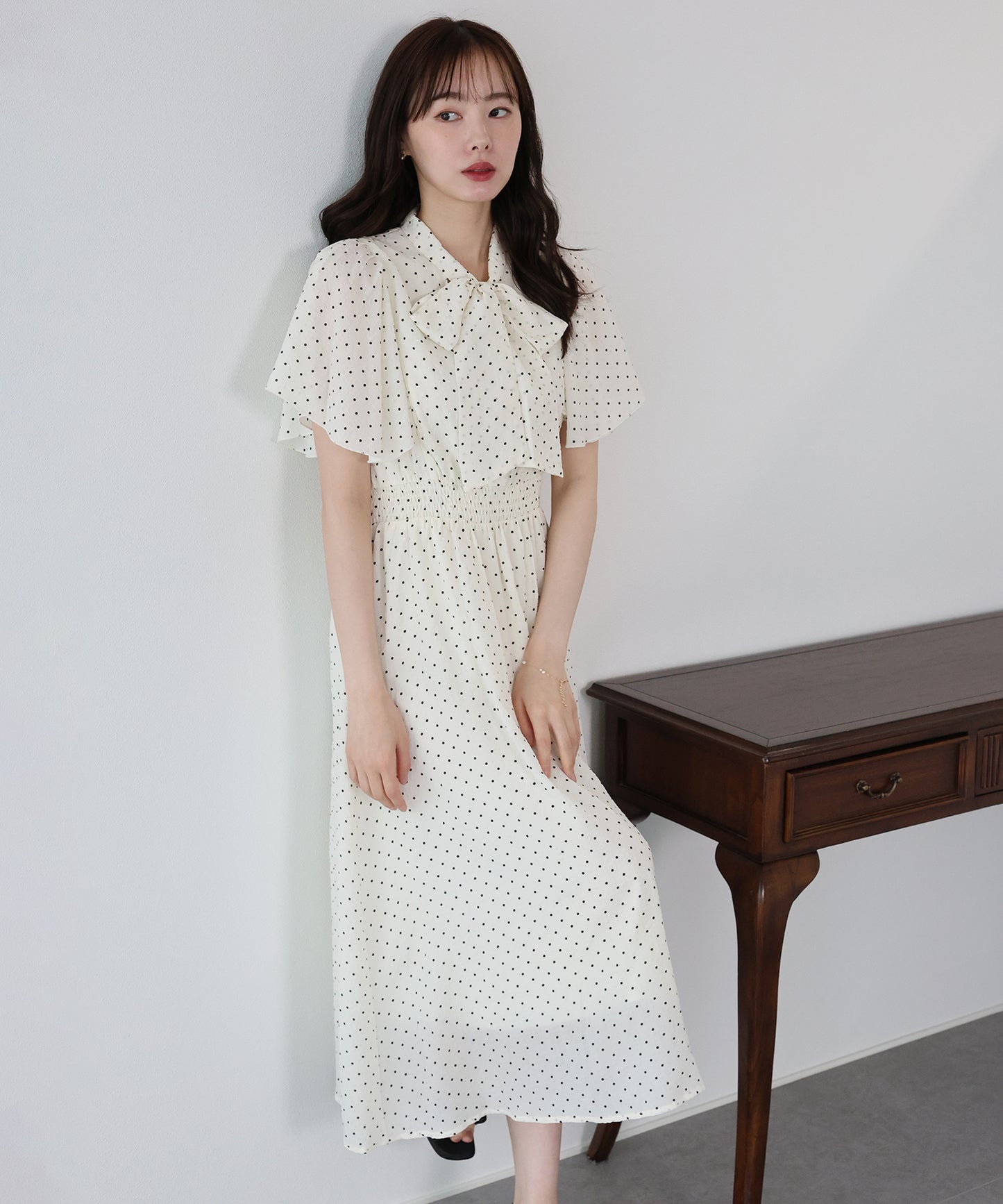 【早割5％OFF】フレアスリーブボウタイリボンワンピース