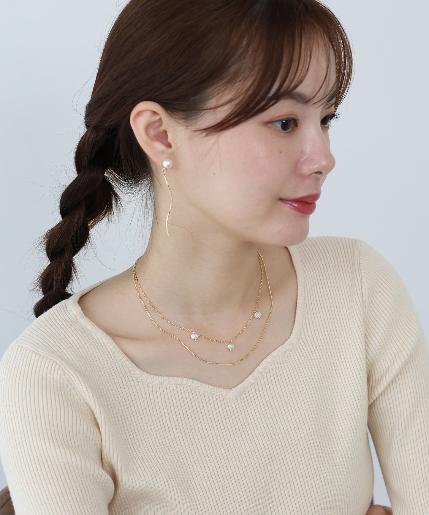 【早割5％OFF】パールラインロングピアス / ニッケルフリー【ネコポス】