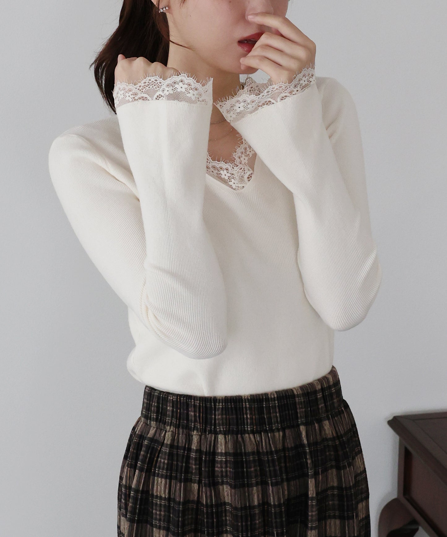 レースドッキングニット