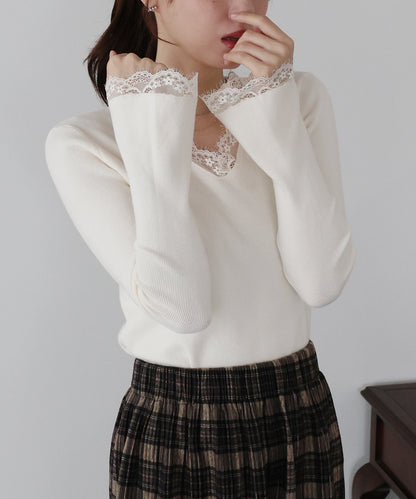 レースドッキングニット