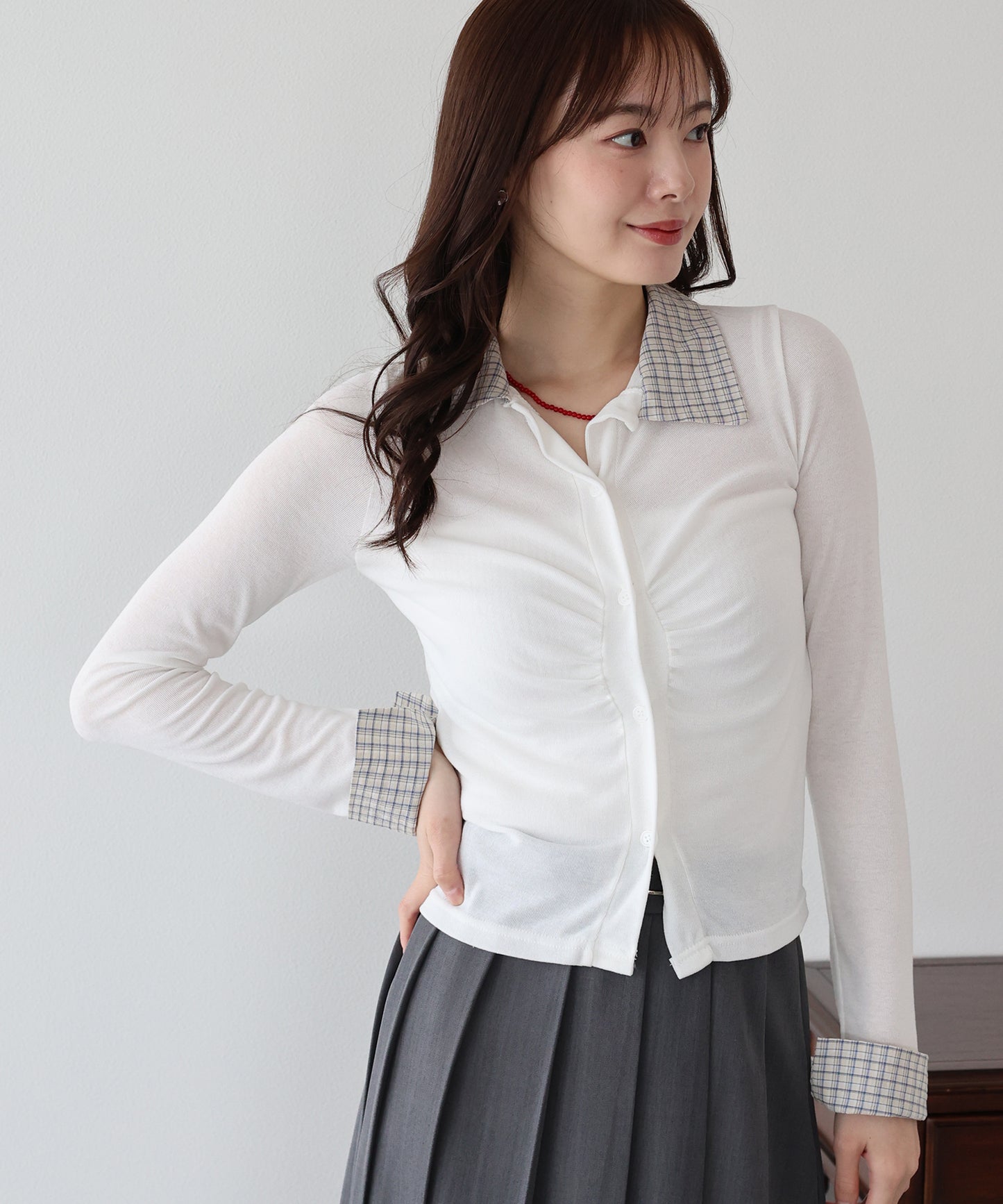 【早割5％OFF】チェックシャツドッキングカーディガン【ネコポス】