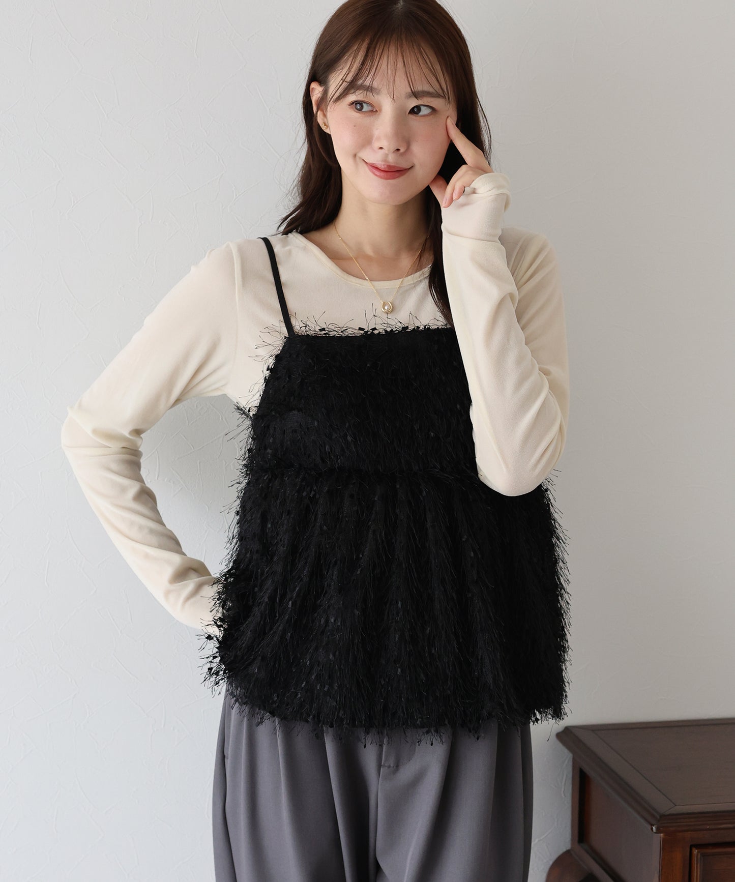 【早割5％OFF】フェザーフリンジビスチェ【ネコポス】
