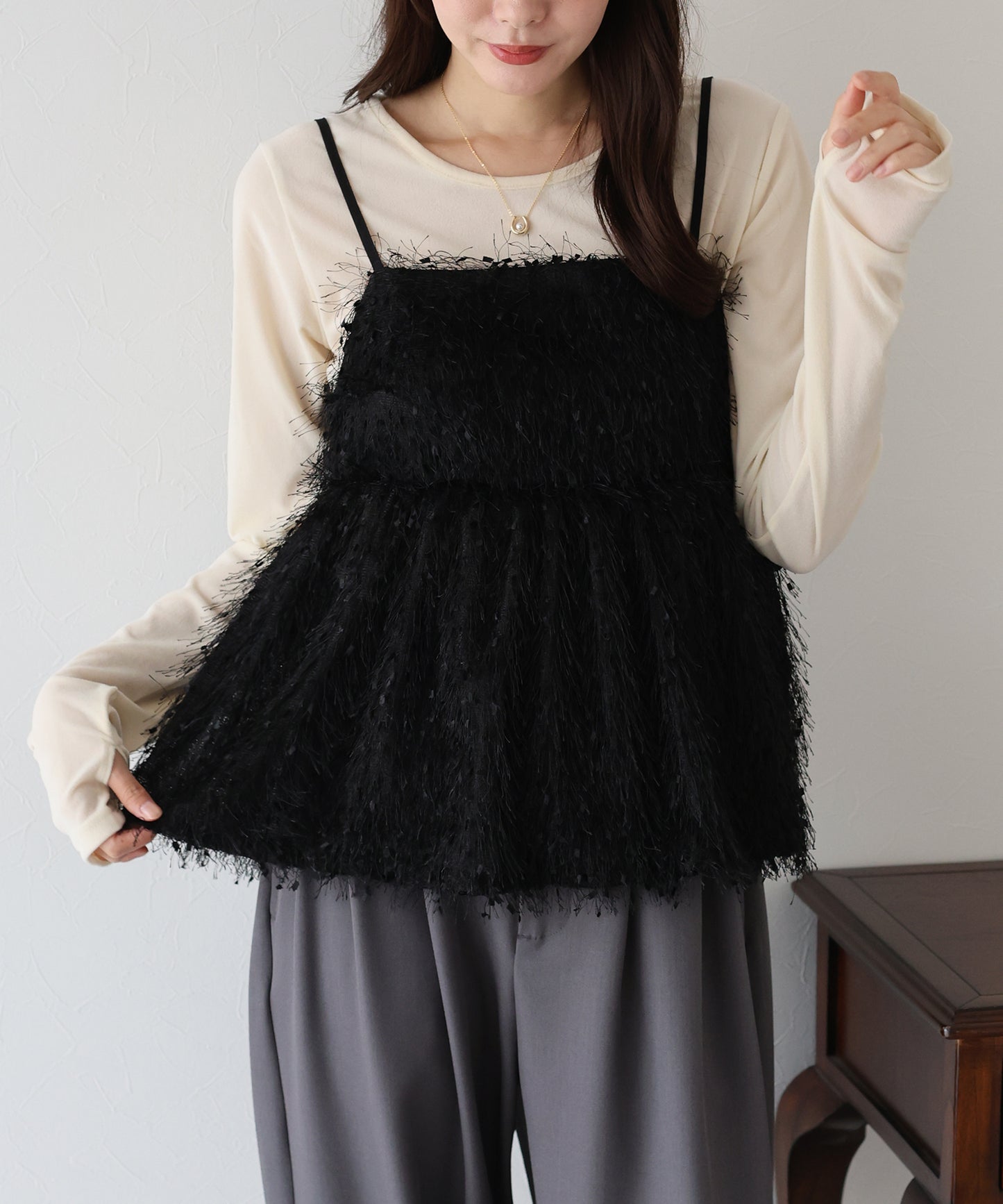 【早割5％OFF】フェザーフリンジビスチェ【ネコポス】