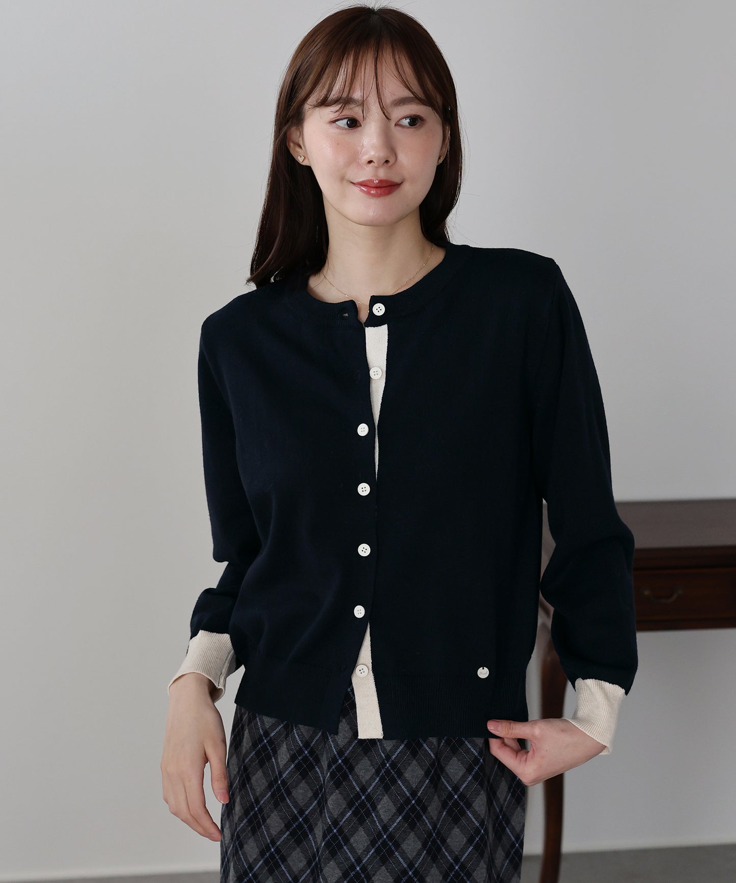 バイカラーカーディガン