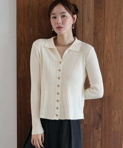 【早割5％OFF】スキッパーリブカーディガン