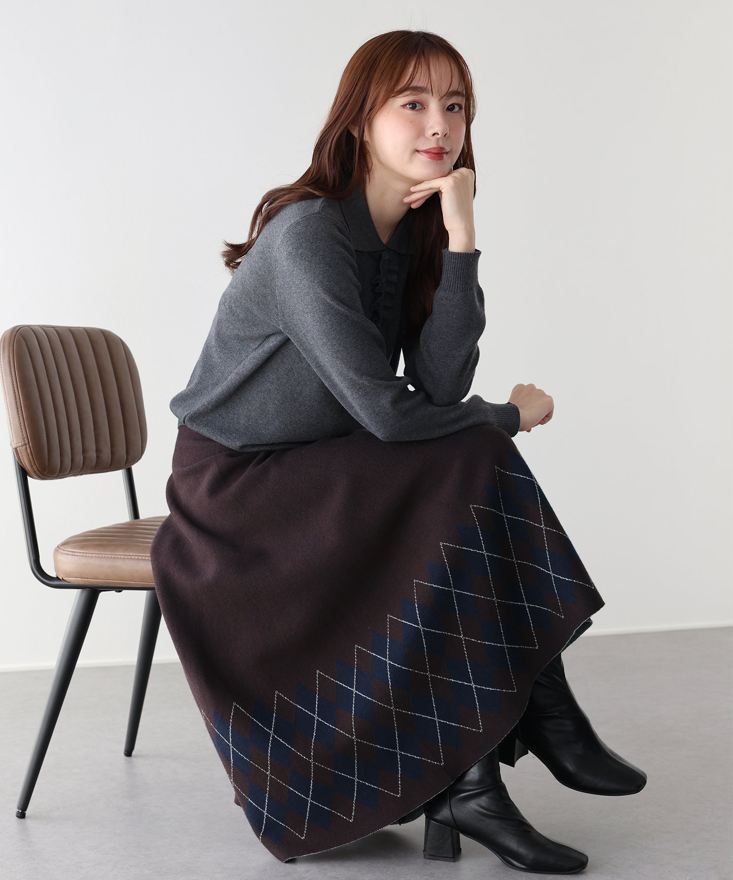 チェック柄ニットスカート