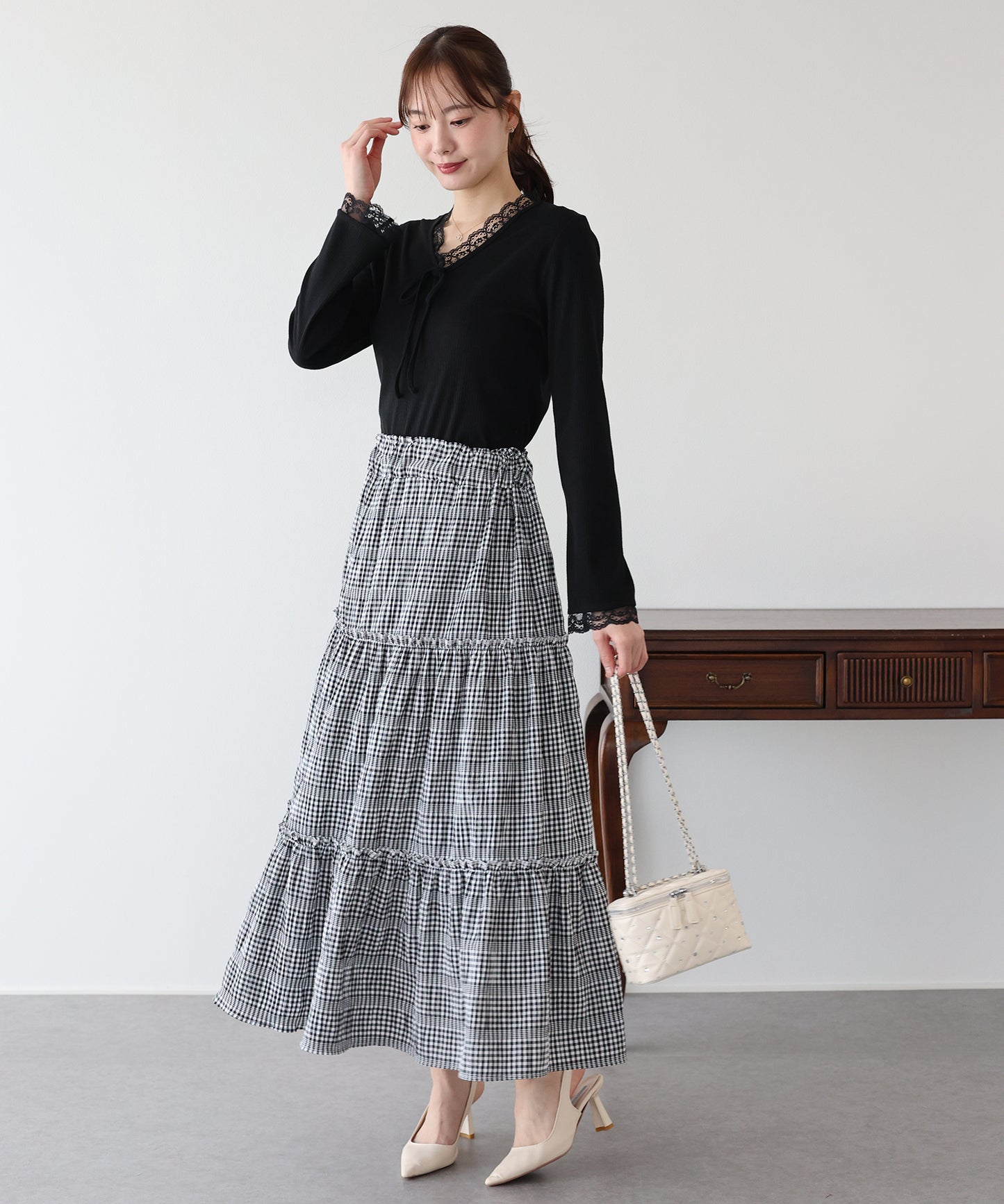 【早割5％OFF】レースドッキングリブカットソー【ネコポス】