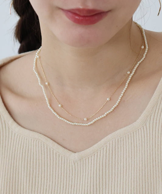 パール2連ネックレス/ ニッケルフリー【ネコポス】