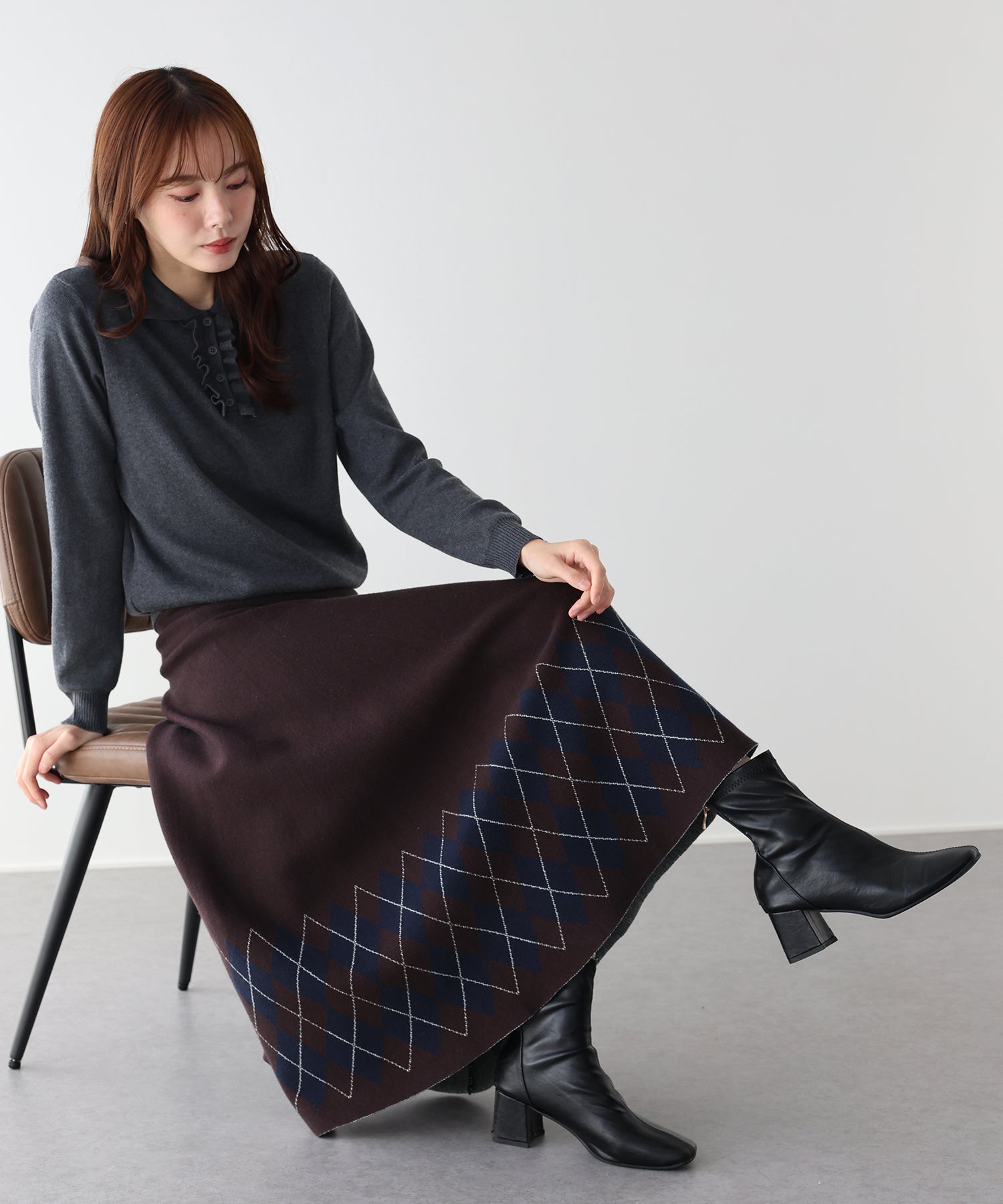 チェック柄ニットスカート – BLUE ONLINE