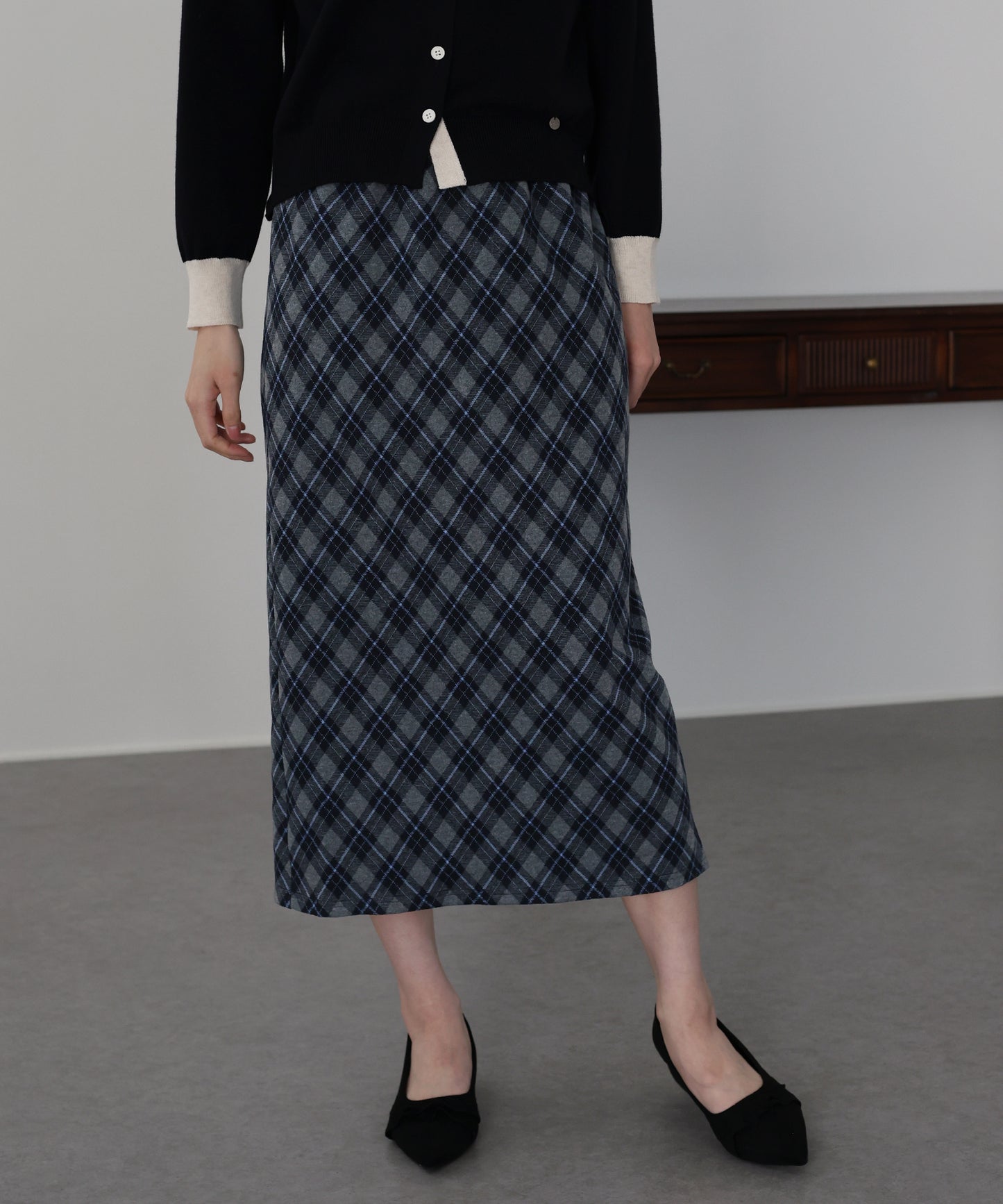 チェック柄タイトスカート