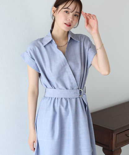 【TIME SALE】カシュクールシャツワンピース