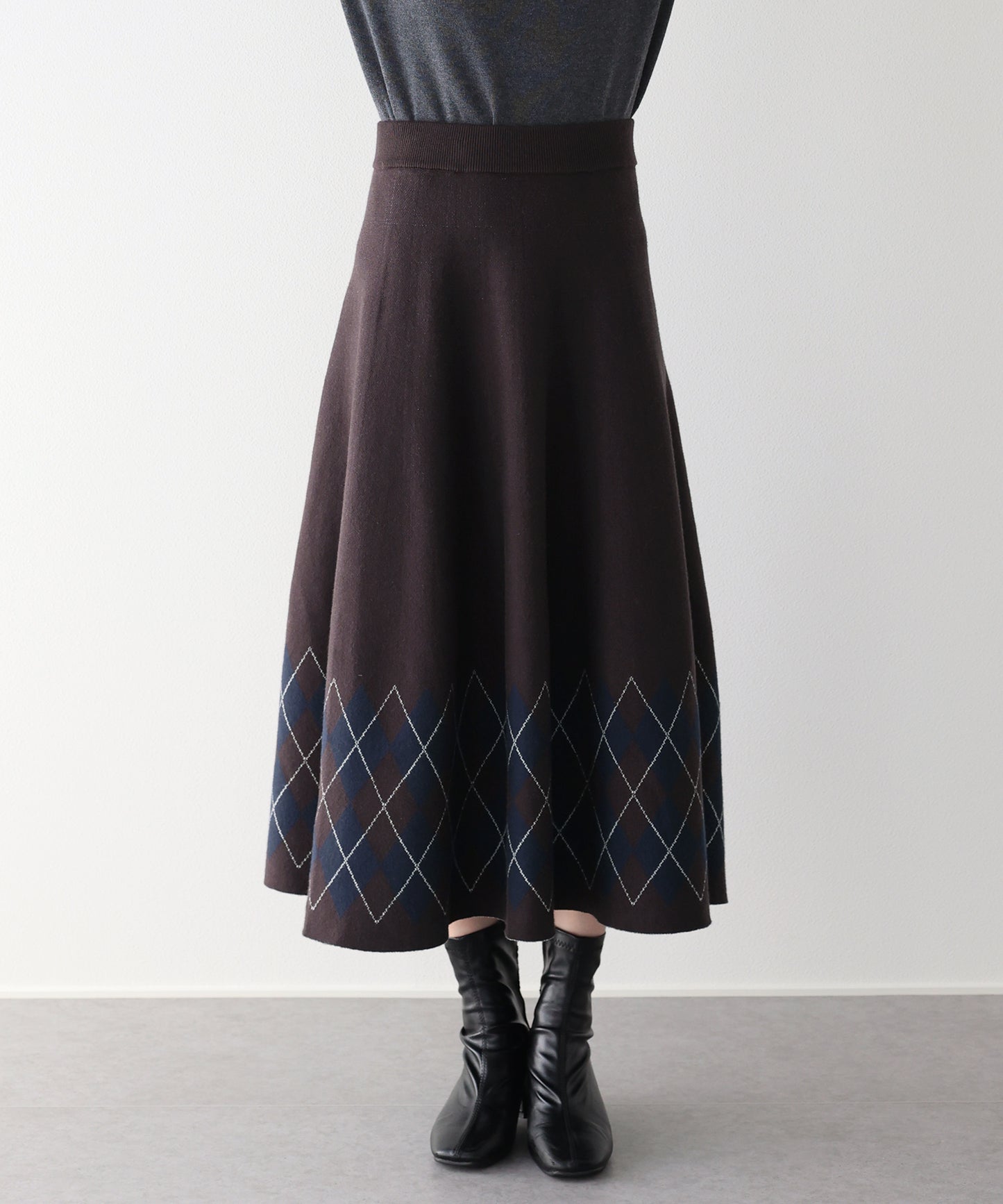 チェック柄ニットスカート