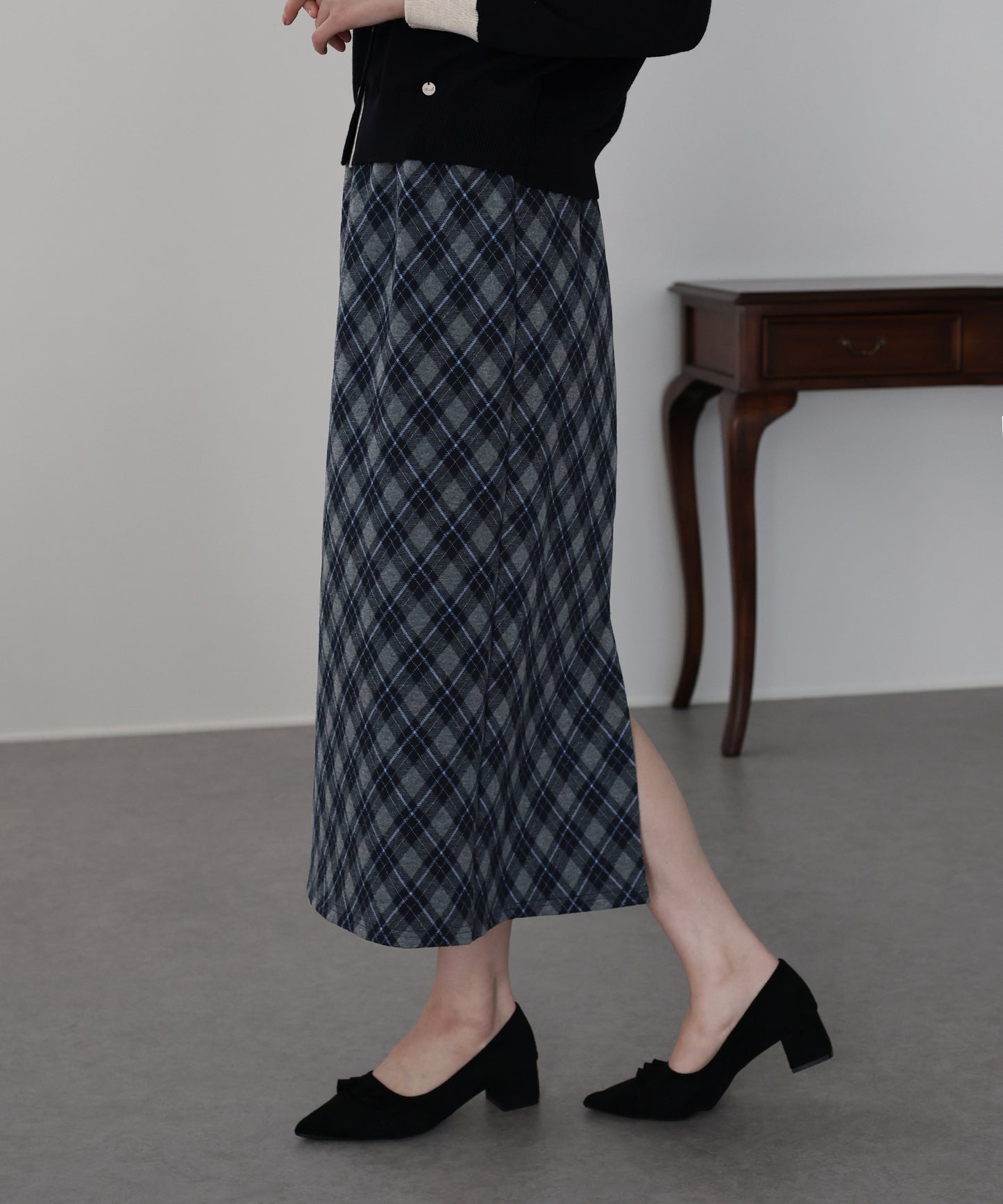 チェック柄タイトスカート
