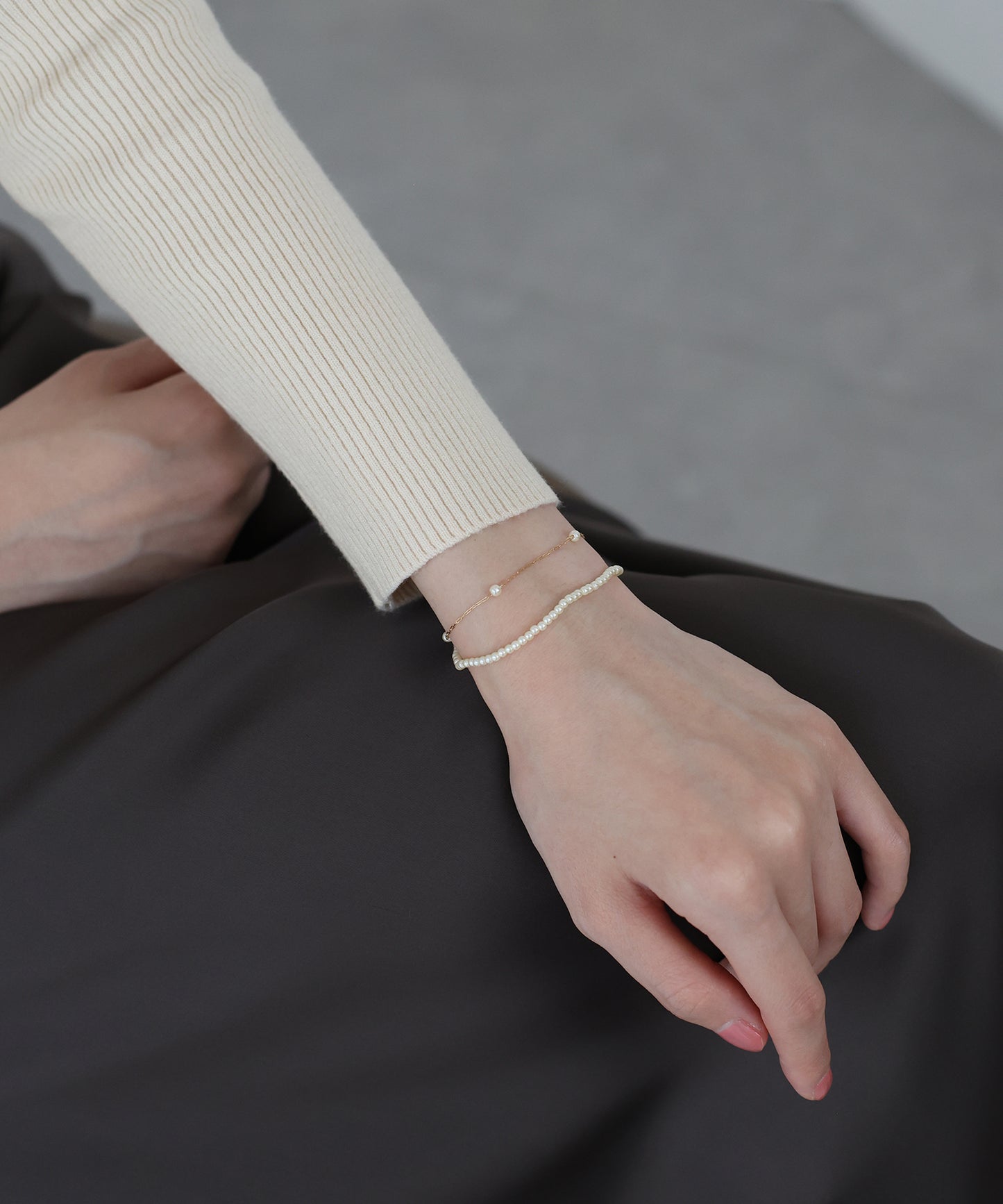 パール2連ブレスレット / ニッケルフリー【ネコポス】