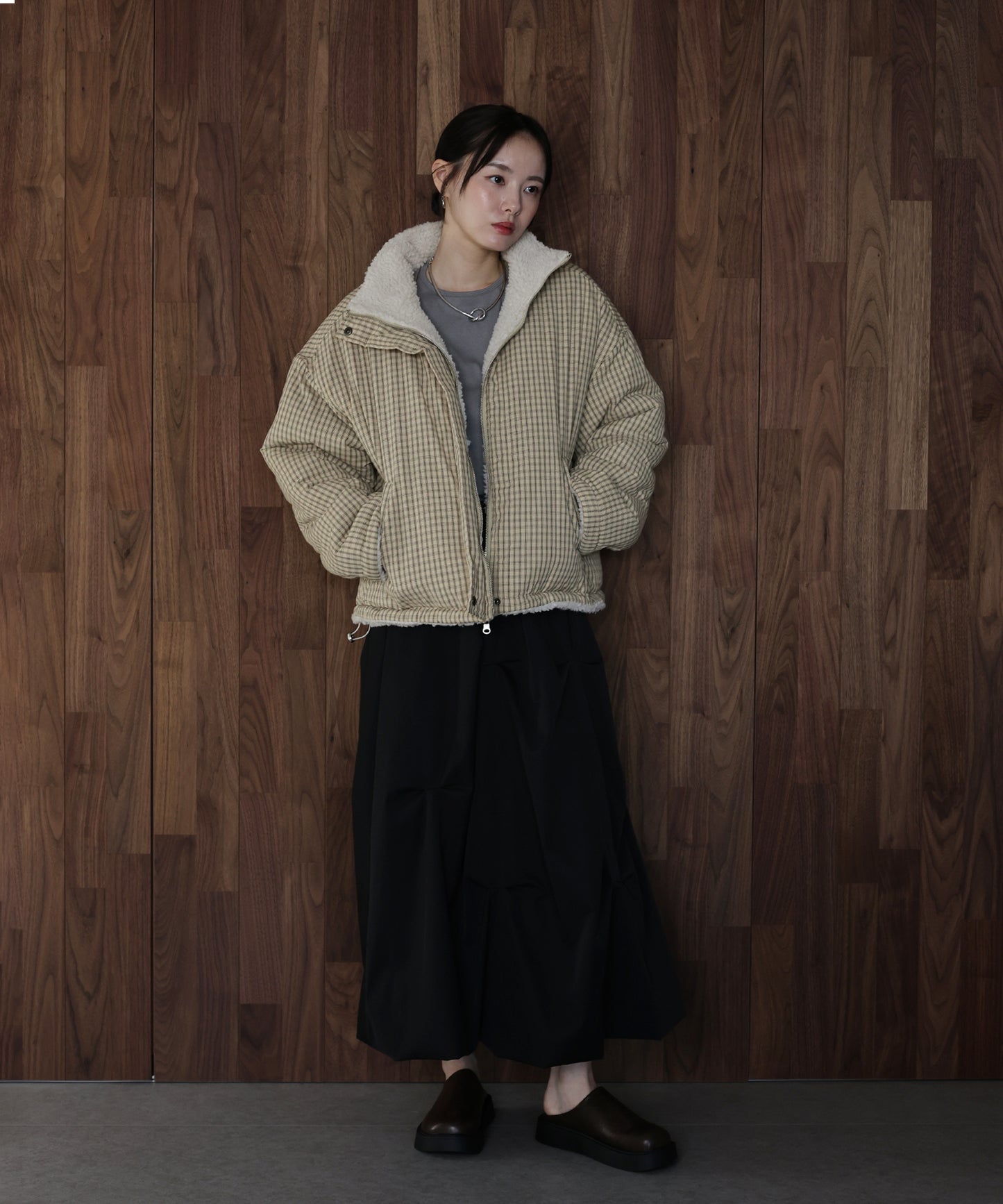 【早割5％OFF】2WAYボアチェックダウンジャケット