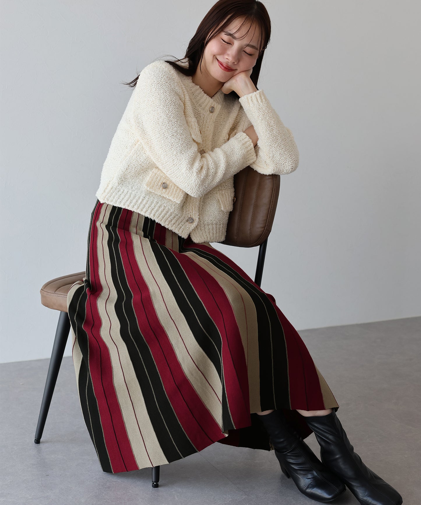 配色ニットスカート