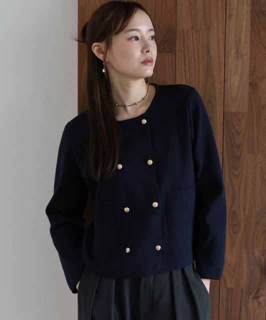 【早割5％OFF】ダブルブレストニットカーディガン
