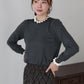 配色フリルハイネックニット