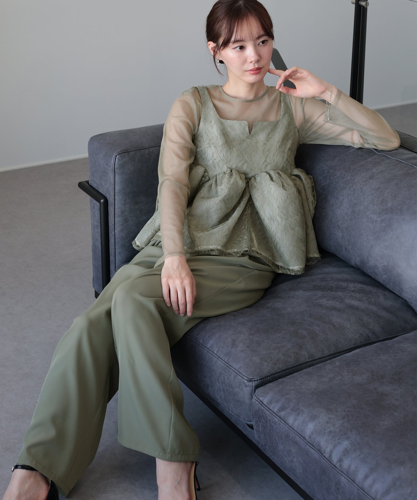【早割5％OFF】ジャガードペプラムパンツドレス