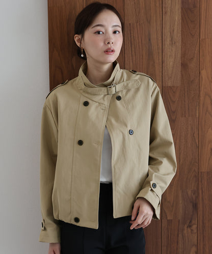 【早割5％OFF】スタンドカラーショートトレンチジャケット