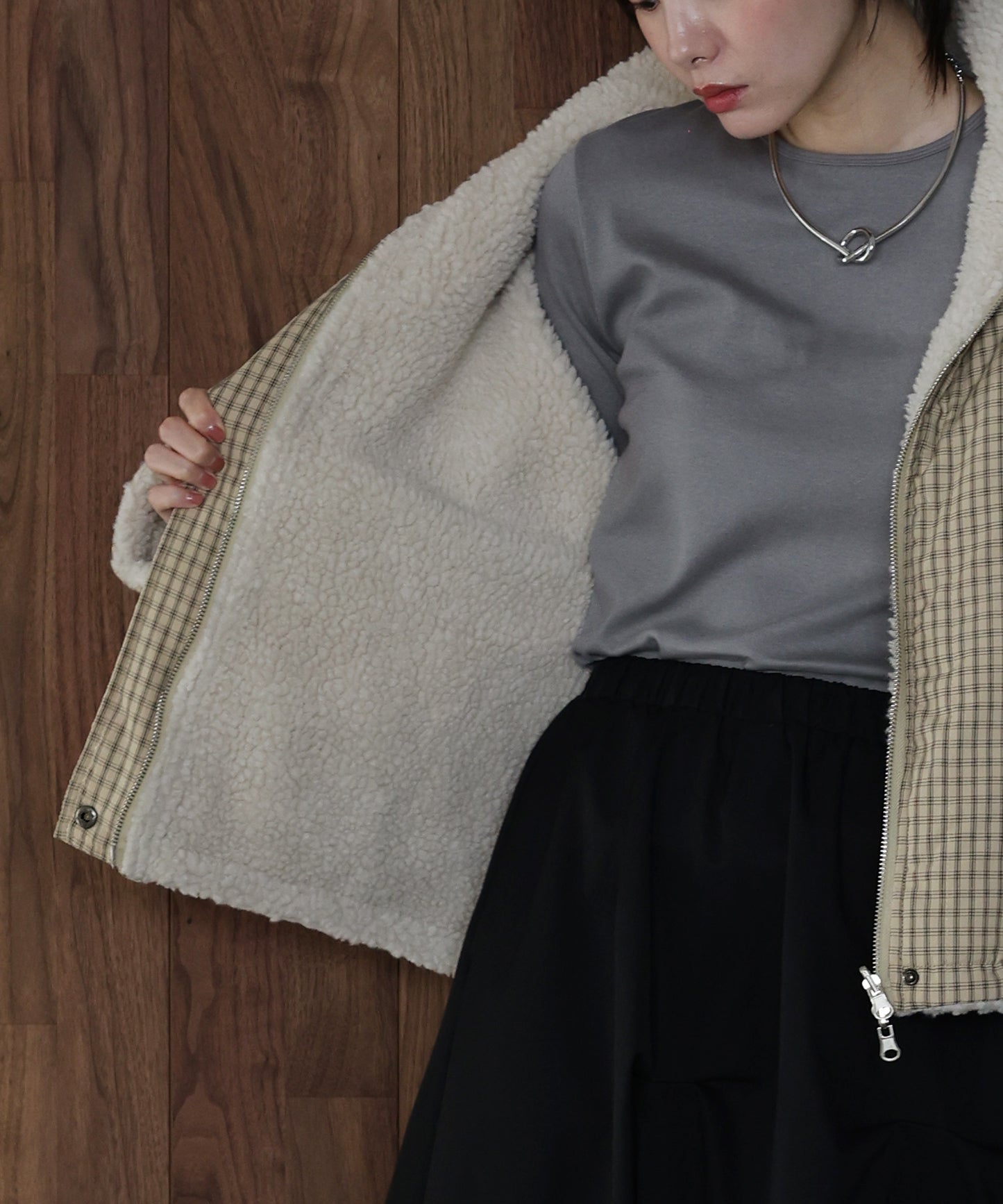 【早割5％OFF】2WAYボアチェックダウンジャケット