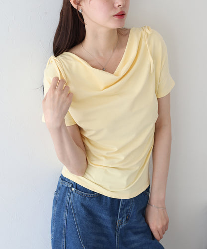 【SALE】肩リボンドレープカットソー【ネコポス】